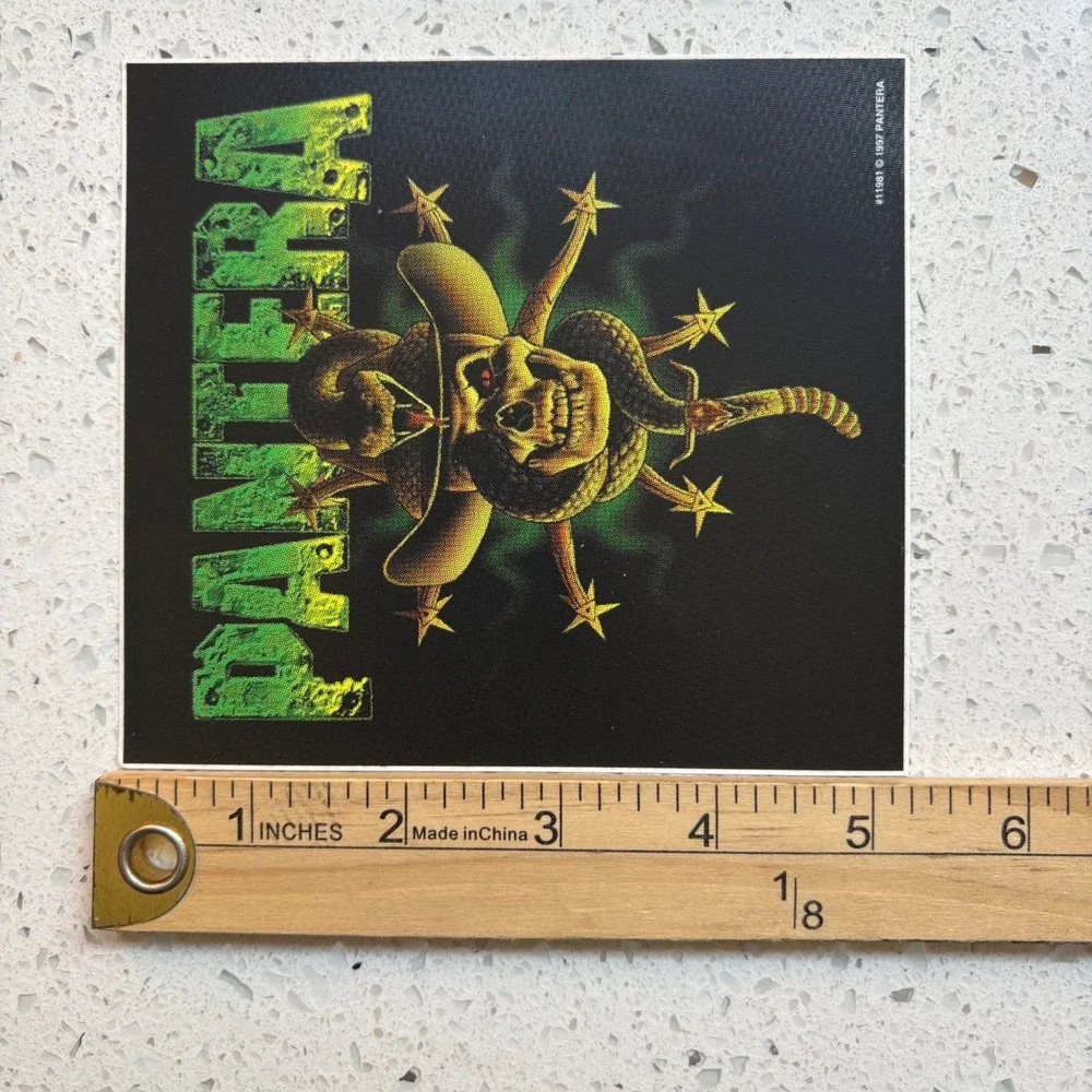 RARE Pantera Sticker Vintage 1997 Snake Skull Cowboy Hat Black 90s Metal